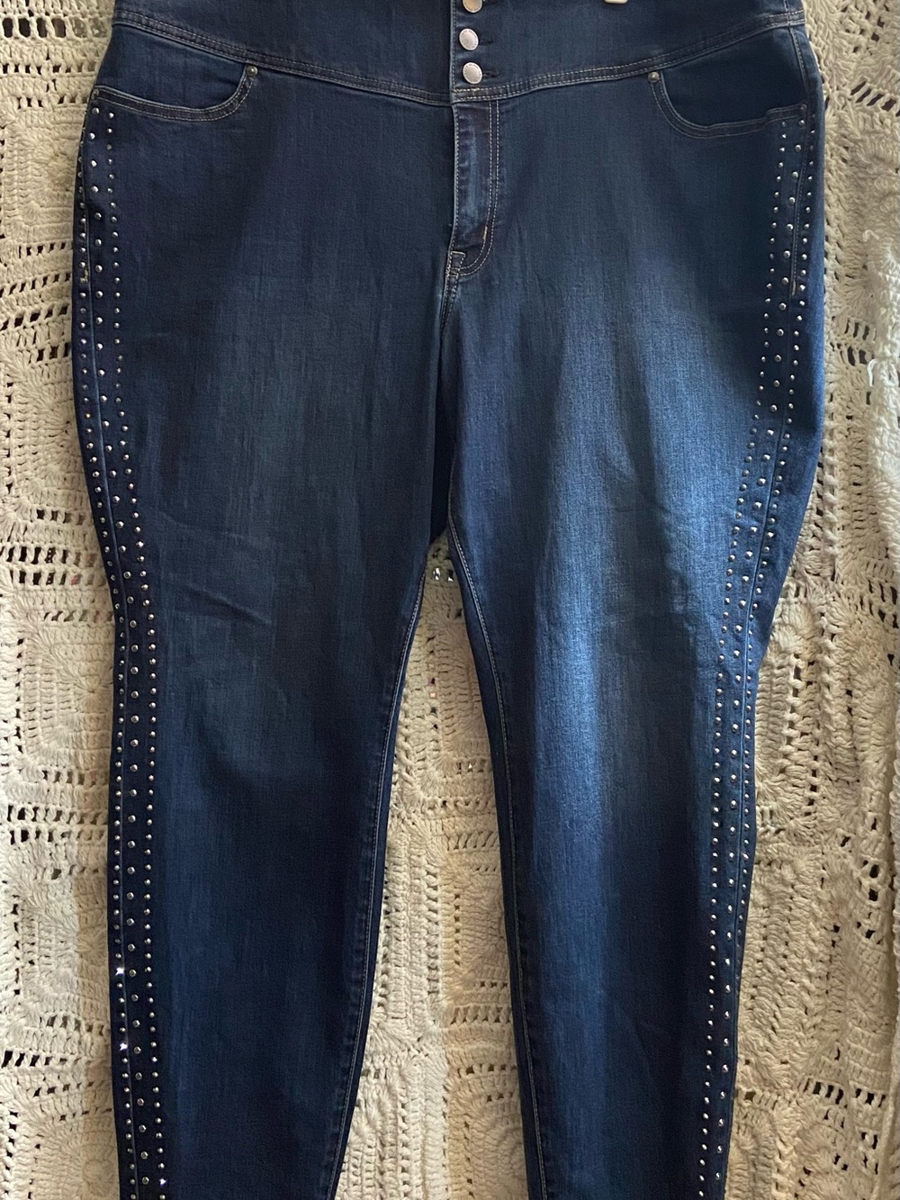Dark Blue Studded Women’s Jeans